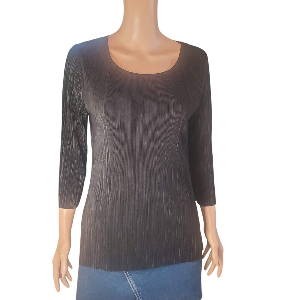 Easywear by Chico’s Black Plissé Crinkle Tunic Top Size 0 US Small